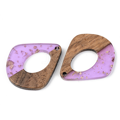 Transparent Resin & Walnut Wood Pendants RESI-S389-016A-B01-1