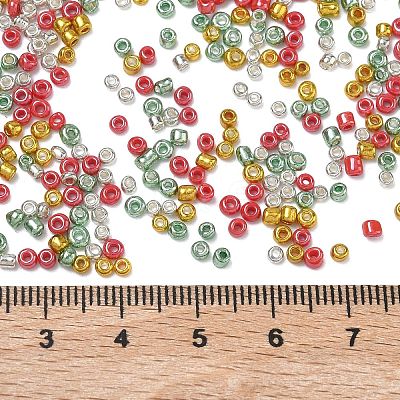 4 Colors Christmas 12/0 Glass Round Seed Beads SEED-X0058-04-1