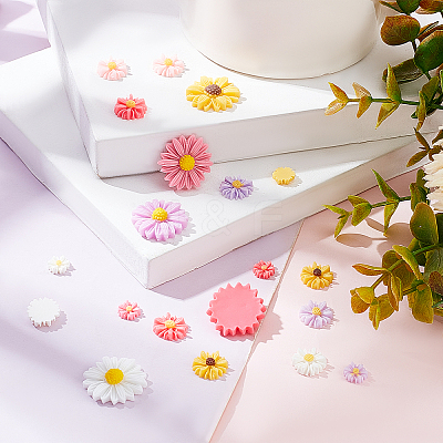 Flatback Hair & Costume Accessories Ornaments Resin Flower Daisy Cabochons CRES-PH0003-18-1