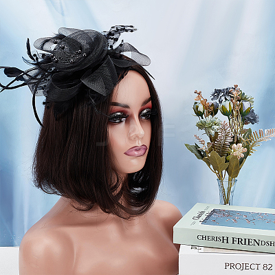 Polyester Mesh Veil Hair Bands OHAR-WH0034-12A-1