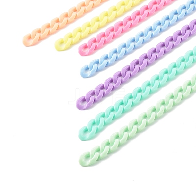 7 Strands 7 Colors Handmade Opaque Acrylic Curb Chain AJEW-JB00989-1