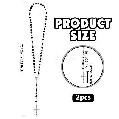 2Pcs Plastic Imitation Pearl Rosary Bead Necklaces for Easter NJEW-GO0001-09-1