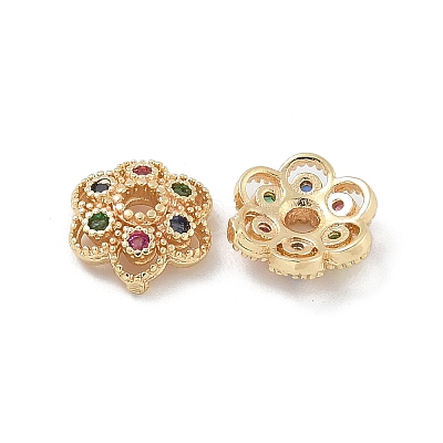 Brass Micro Pave Cubic Zirconia Bead Caps ZIRC-F141-17G-1