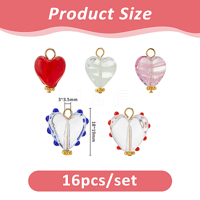 16Pcs Handmade Lampwork Pendants PALLOY-FH00170-1