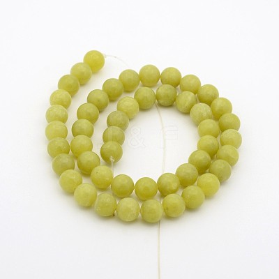 Natural Olive Jade Round Bead Strands G-P070-34-8mm-1