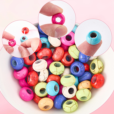 80Pcs 8 Colors Dyed Synthetic Turquoise European Beads SPDL-SC0001-01-1