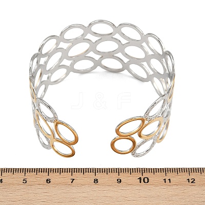 304 Stainless Steel Cuff Bangles for Women BJEW-G757-11GP-1