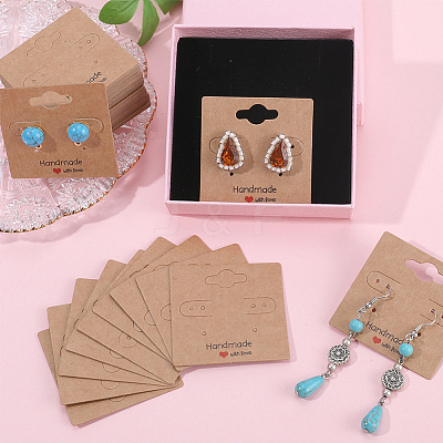 100Pcs Paper Ear Stud Display Card Holders CDIS-SP0001-06-1