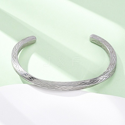 304 Stainless Steel Cuff Bangles for Men Women BJEW-D361-02P-1