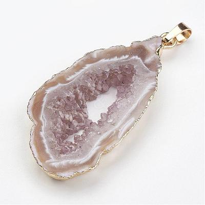Natural Geode Agate Pendants G-G950-02G-1