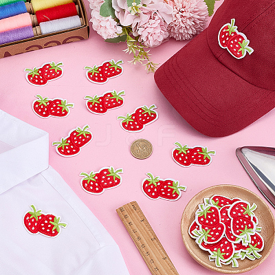 30Pcs Strawberry Computerized Embroidery Cloth Iron on/Sew on Patches PATC-FG0003-73B-1