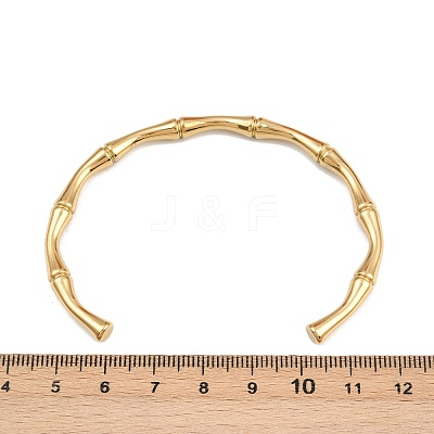 304 Stainless Steel Bamboo Joint Cuff Bangles for Women LS-BJEW-G759-09G-1
