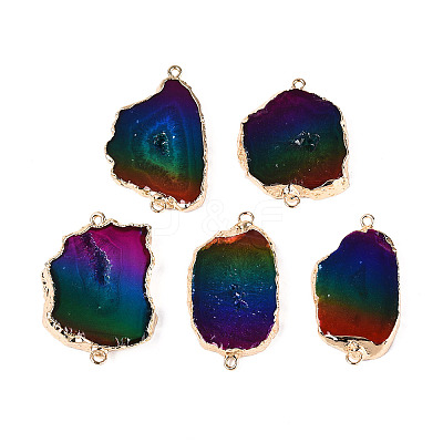 Spray Painted Natural Druzy Agate Nuggets Link/Connector Charms G-T144-66-1