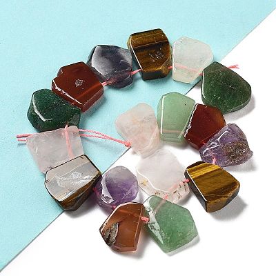 Natural Amethyst & Quartz Crystal & Green Aventurine & Rose Quartz & Carnelian & Tiger Eye Beads Strands G-P528-K06-01-1