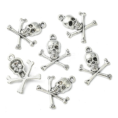 Antique Silver Tibetan Style Pirate Style Skull Pendant X-LF10441Y-1