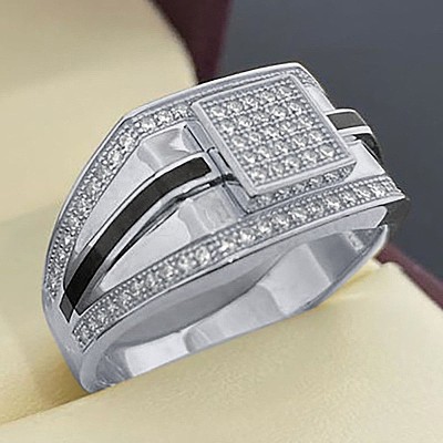 Square Alloy with Crystal Rhinestone Finger Rings FS-WG4A2D8-17-1