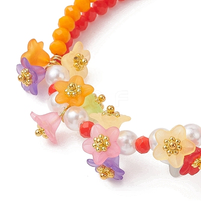 Opaque Solid Color Glass & Acrylic Multi-strand Bracelets BJEW-JB12973-1