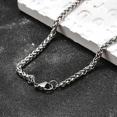 Tarnish Resistant Trendy Men's 201 Stainless Steel Wheat Chain Necklaces NJEW-L043A-45P-1