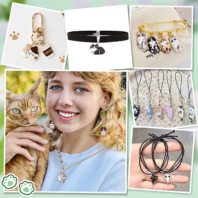 20Pcs 10 Styles Printed Alloy Pendants FIND-PH0021-07-1