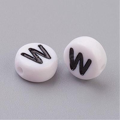 Acrylic Horizontal Hole Letter Beads X-PL37C9070-W-1