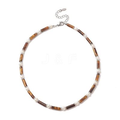 Natural Mixed Gemstone & Pearl & Crystal Rhinestone Beaded Necklace for Women NJEW-JN04209-1