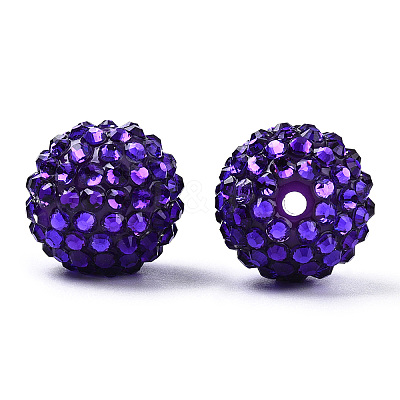 Chunky Resin Rhinestone Bubblegum Ball Beads X-RESI-S260-20mm-S14-1
