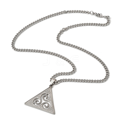 201 Stainless Steel Viking Triskelion Pendant Necklaces for Women Men LS-NJEW-F344-01P-1