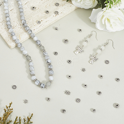 400Pcs 10 Styles Tibetan Style Alloy Spacer Beads TIBEB-PA0001-06-1