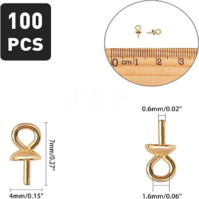 PVD Vacuum Plating 304 Stainless Steel Cup Pearl Peg Bails Pin Pendants STAS-UN0007-84G-1