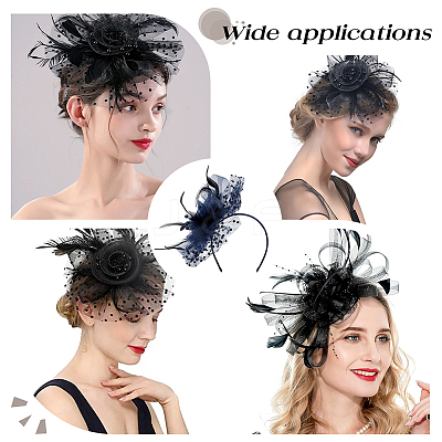 Polyester Mesh Veil Hair Bands OHAR-WH0034-12B-1