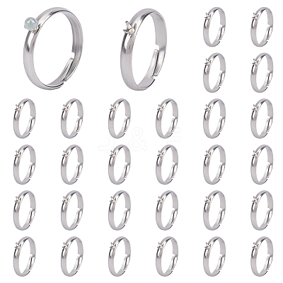 30Pcs 304 Stainless Steel Cuff Ring Components STAS-HY0001-92-1