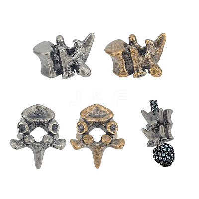 4Pcs 2 Colors Vertebrae Shaped Brass Beads KK-NB0002-98-1