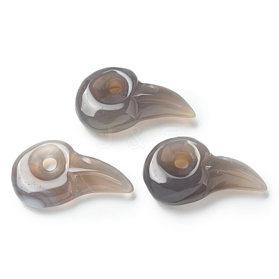 Natural Grey Agate Carved Pendants G-H089-01A-1