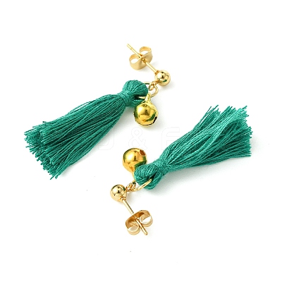 Christmas Tree Tassel Dangle Earrings EJEW-JE06104-1