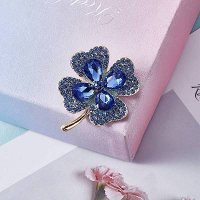 Cubic Zirconia Clover Brooch Pin JBR105B-1