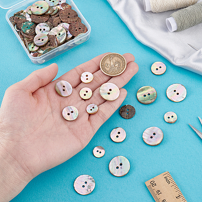 96Pcs 6 Styles Natural Shell Buttons BUTT-PH0001-45-1