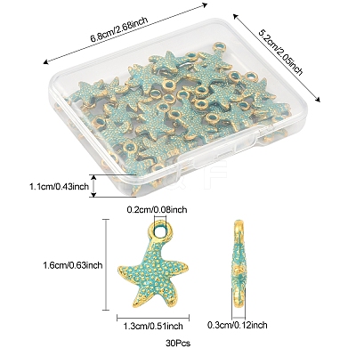 30Pcs Starfish Alloy Pendants FIND-FS0003-41-1