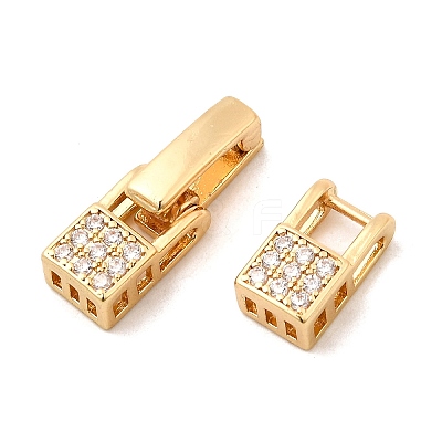 Brass Micro Pave Clear Cubic Zirconia Interlocking Clasps X-KK-C075-36G-1