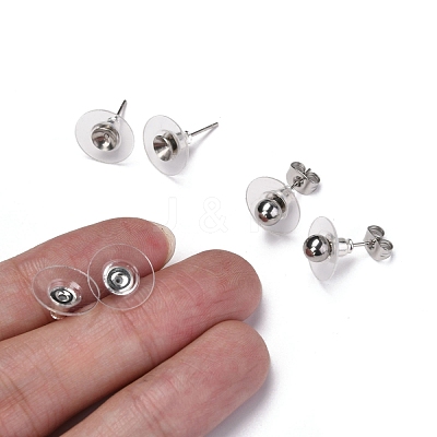 Brass Bullet Clutch Bullet Clutch Earring Backs with Pad KK-C3213-S-1