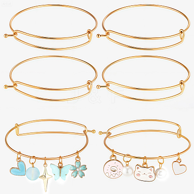 6Pcs Adjustable 304 Stainless Steel Expandable Bangle Making STAS-BBC0008-41-1