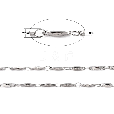 Tarnish Resistant 3.28 Feet 304 Stainless Steel Bar Link Chains X-CHS-K001-76-1