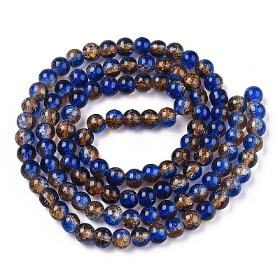 Two-Tone Crackle Baking Paint Transparent Glass Beads Strands X-CCG-T004-8mm-05-1