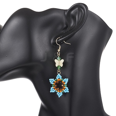 Glass Seed & Glass Beaded Dangle Earrings EJEW-MZ00691-1