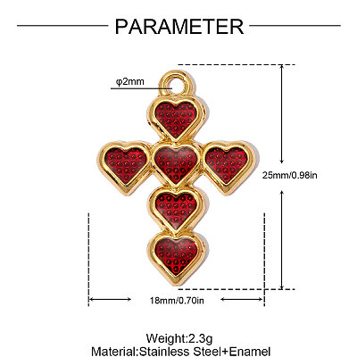 304 Stainless Steel with Enamel Pendants SA-OY002-32G-02-1