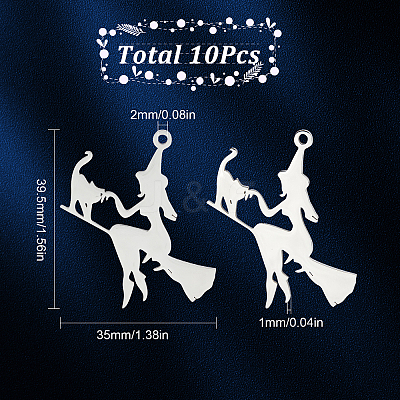 10Pcs Halloween 201 Stainless Steel Pendants STAS-SC0005-14-1