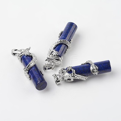 Tube Natural Dyed Lapis Lazuli Pendants G-L455-H10-1