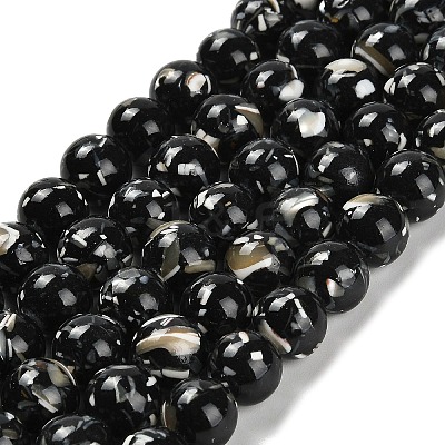 Assembled Synthetic Stone and Trochus Shell Beads Strands G-B128-08D-04-1