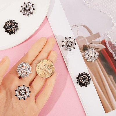 12Pcs 3 Colors 1-Hole Alloy Rhinestone Shank Buttons BUTT-GF0003-64-1