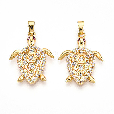 Brass Micro Pave Cubic Zirconia Pendants X-KK-N257-05G-1