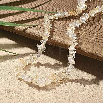 Natural Supper 7 Rutilated Quartz Chip Beaded Necklaces for Men Women NJEW-G159-01H-1